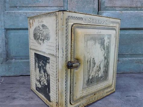 Antique Schepps Cake Box, Bread Box With Shelf, 